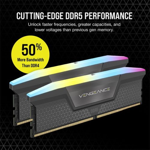 CORSAIR Memória VENGEANCE RGB DDR5 32GB 5600MHz CL40 AMD EXPO (Kit of 2), szürke