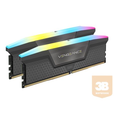 CORSAIR VENGEANCE RGB 64GB 2x32GB DDR5 5200MT/s DIMM Unbuffered 40-40-40-77 Std PMIC AMD EXPO Cool Grey Heatspreader Black PCB 1.25V