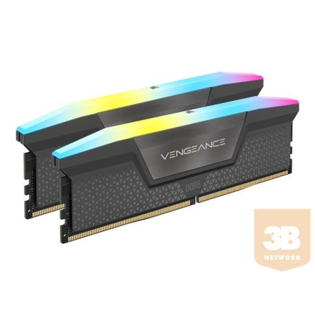 CORSAIR VENGEANCE RGB 64GB 2x32GB DDR5 5600MT/s DIMM Unbuffered 40-40-40-77 Std PMIC AMD EXPO Cool Grey Heatspreader Black PCB 1.25V