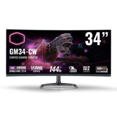   COOLER MASTER Ívelt VA Monitor Quantum Dot, 34" GM34-CW, 144Hz, UWQHD 3440x1440, FreeSync2, 2xHDMI2.0/1xDisplayport1.2