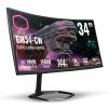 COOLER MASTER Ívelt VA Monitor Quantum Dot, 34" GM34-CW, 144Hz, UWQHD 3440x1440, FreeSync2, 2xHDMI2.0/1xDisplayport1.2