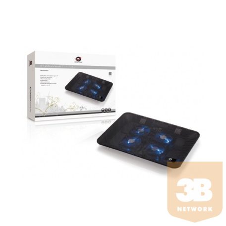 Conceptronic Notebook Hűtőpad 15.6"-ig - CNBCOOLPADL4F (USB, 4x12,5cm, fekete)