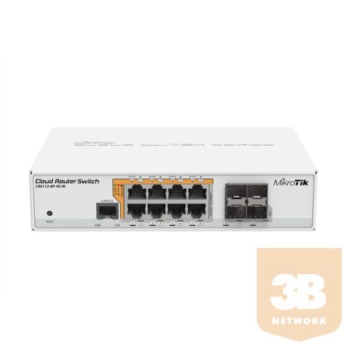 MIKROTIK Cloud Router Switch (8GbitLAN+PoE, 4SFP) Desktop kivitel (CRS112-8P-4S-IN)