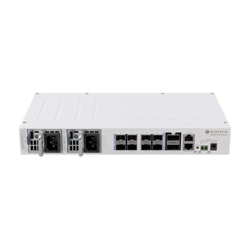 LAN/WIFI MikroTik CRS510-8XS-2XQ-IN rackbe szerelhető switch, 2x100Gbit QSFP28, 8x25Gbit SFP28 port, redundáns táp