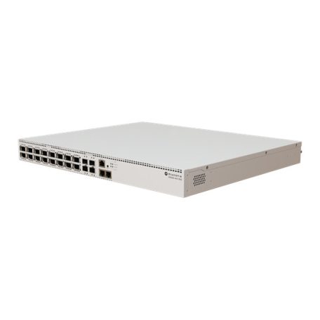 MikroTik CRS520-4XS-16XQ-RM rackbe szerelhető switch, 16x100Gbit QSFP28, 4x25Gbit SFP28 port, redundáns táp