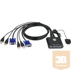   ATEN CS22U 2-Port USB KVM Switch, Remote port selector, 0.9m cables