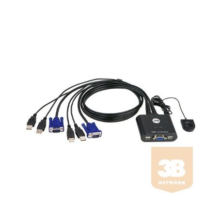 ATEN CS22U 2-Port USB KVM Switch, Remote port selector, 0.9m cables