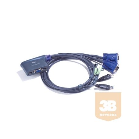 ATEN CS62US 2-Port USB KVM Switch, Speaker Support, 0.9m cables