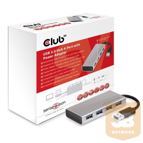 USB Club3D USB 3.1 4-Port Hub with Power Adapter