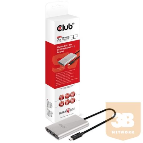 ADA Club3D Thunderbolt™ 3 to Dual DisplayPort™ 1.2 4K60Hz UHD Adapter