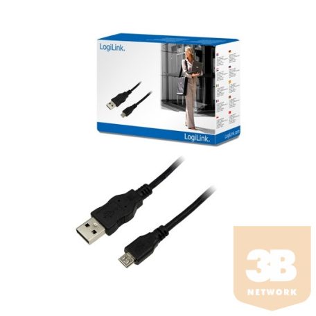 KAB LogiLink CU0034 USB 2.0-A apa - MicroUSB2.0-B apa  kábel - 1,8m