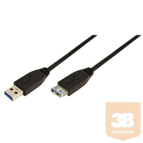 KAB LogiLink CU0042 USB 3.0 Type A>TypeA hosszabbító kábel - Fekete - 2m