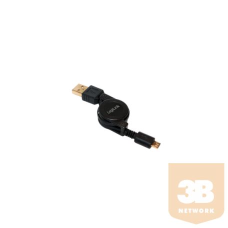 KAB LogiLink CU0090 USB2.0 Micro-B apa / USB-A apa felcsévélhető kábel