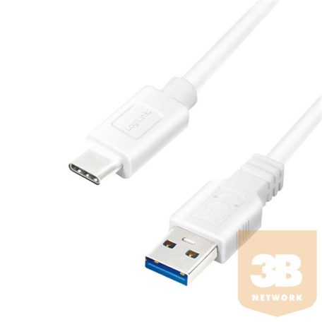 Logilink USB 3.2 Gen1 Type-C kábel, C/M-USB-A/M, fehér, 1 m