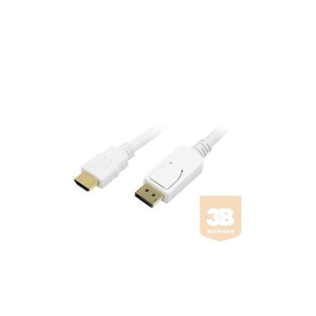 LOGILINK Display Port --> HDMI kábel, 2m, fehér