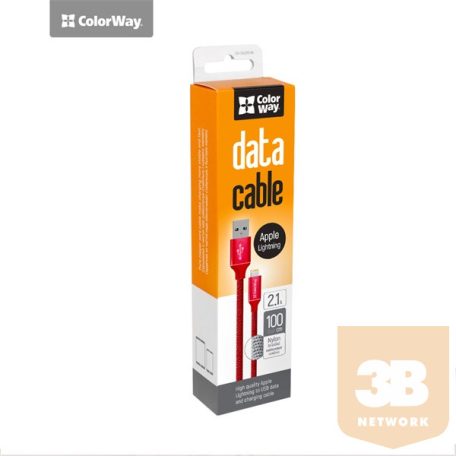 COLORWAY Kábel USB - Lightning, 1 m, piros (CW-CBUL004-RD)
