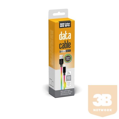 COLORWAY Kábel, Cable USB Apple Lightning (multicolor) 2.4A 1M (CW-CBUL016-MC)