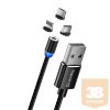 COLORWAY Kábel, Cable 3in1 (Lightning+MicroUSB+Type-C) Magnetic 2.4A 1M black (CW-CBUU020-BK)