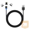 COLORWAY Kábel, Cable 3in1 (Lightning+MicroUSB+Type-C) Magnetic 2.4A 1M black (CW-CBUU020-BK)