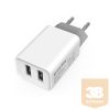 COLORWAY Hálózati töltő, AC Charger 2USB AUTO ID 2.1A (10W) white (CW-CHS015-WT)