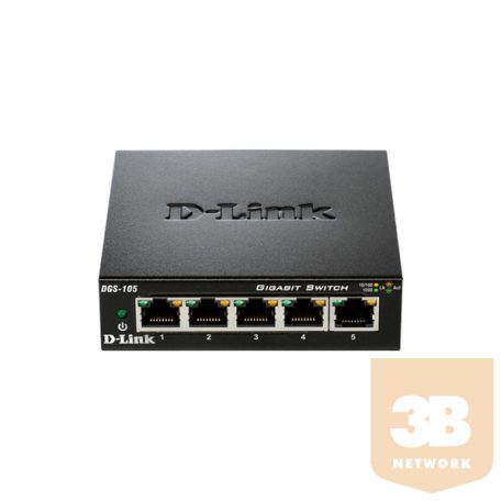 D-Link Switch - DGS-105 - 5x1000Mbps Desktop Fémházas Fanless Unmanaged