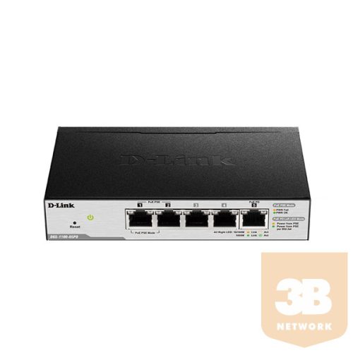 D-LINK Switch 5x1000Mbps(2xPOE) Fémházas Asztali Menedzselhető, DGS-1100-05PDV2