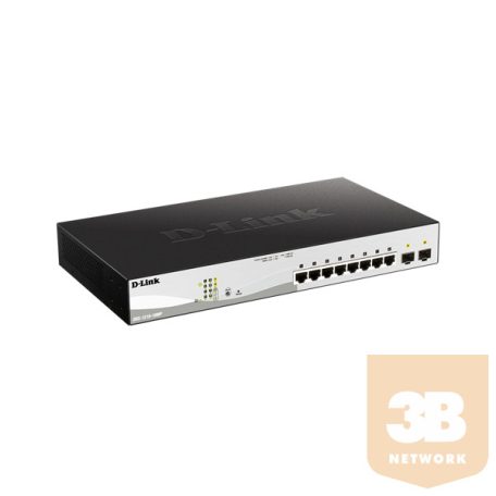 D-LINK Switch 8x1000Mbps (8xPOE) + 2xGigabit SFP Menedzselhető Rackes, DGS-1210-10MP/E