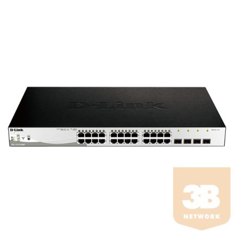 D-LINK Switch 24x1000Mbps (24xPOE) + 4xGigabit kombó SFP Menedzselhető Rackes, DGS-1210-28MP/E