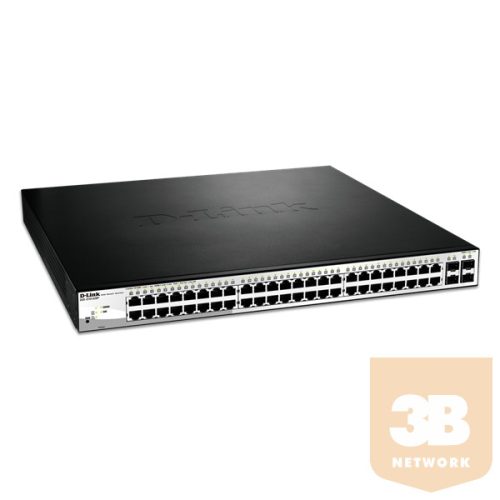 D-LINK Switch 48x1000Mbps (48xPOE) + 4xGigabit kombó SFP Menedzselhető Rackes, DGS-1210-52MP/E