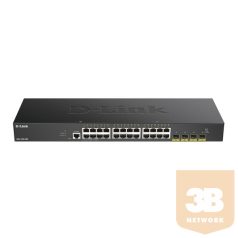   D-LINK Switch 24x1Gbps (24xPOE) + 4xGigabit SFP+ Menedzselhető Rackes, DGS-1250-28XMP/E