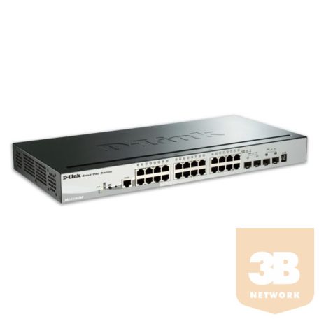 D-LINK Switch 24x1000Mbps (24xPOE) + 2xGigabit SFP + 2xGigabit SFP+ Menedzselhető Rackes, DGS-1510-28P/E