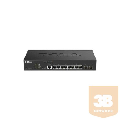 D-LINK Switch 8x1000Mbps(8xPOE) + 2xGigabit SFP Fémházas, Menedzselhető (65W POE), DGS-2000-10P