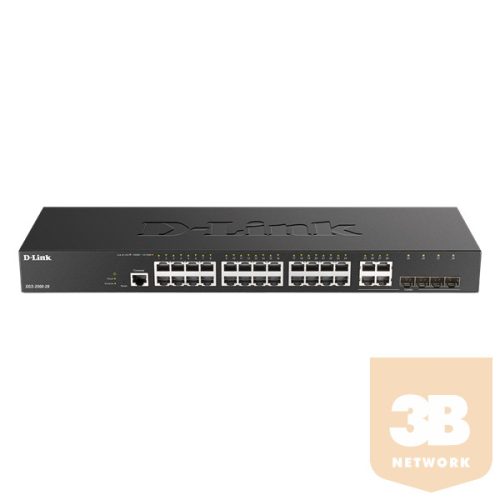 D-LINK Switch 24x1000Mbps + 4xGigabit SFP kombó Fémházas, Menedzselhető, DBS-2000-28