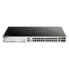   D-LINK Switch 24x1000Mbps + 2xGigabit + 4xGigabit SFP+ Fémházas, Menedzselhető, DGS-3130-30TS/E