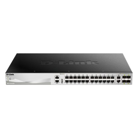 D-LINK Switch 24x1000Mbps + 2xGigabit + 4xGigabit SFP+ Fémházas, Menedzselhető, DGS-3130-30TS/E