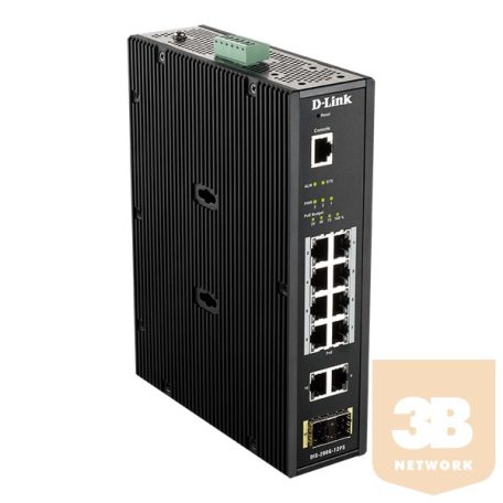 D-Link Switch 12 Port L2 Industrial Smart Managed, 10 x 1GBaseT(X) ports (8 PoE 240W) & 2 x SFP ports