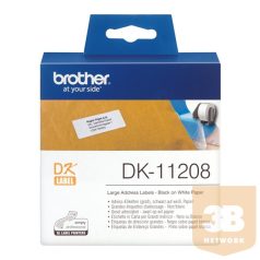   BROTHER Etikett címke DK-11208, Nagy etikett címke, Elővágott (stancolt), Fehér alapon fekete, 400 db
