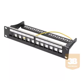   DIGITUS Patch panel 10'' 12-port 1U modular Keystone, tray, black