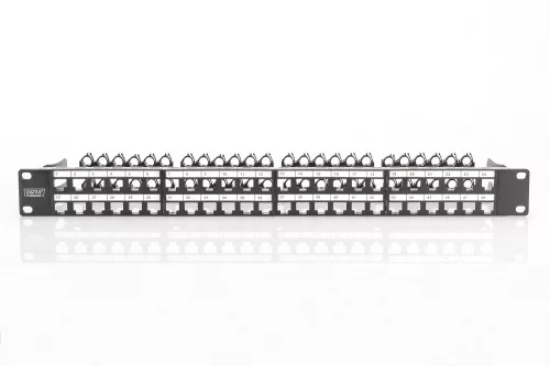 DIGITUS patch panel Case 1U for keystone module 48-Port 19Inch black RAL 9005