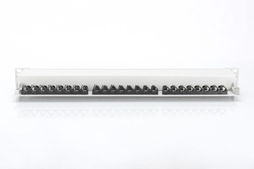 DIGITUS Patch Panel 19inch 24Port Cat6 shielded grey RAL7035 cableinstallation about LSA 10GBit up to 500 MHZ