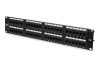 DIGITUS Patch Panel 19inch 48Port 2U Cat6 unshielded black RAL 9005 cableinstallation about LSA w/o LSA cover