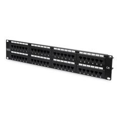   DIGITUS Patch Panel 19inch 48Port 2U Cat6 unshielded black RAL 9005 cableinstallation about LSA w/o LSA cover