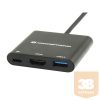 Conceptronic Notebook Dokkoló - DONN01B (Bemenet: USB-C, Kimenet: HDMI+USB-C PD:60W+USB-A 3.0, fekete)