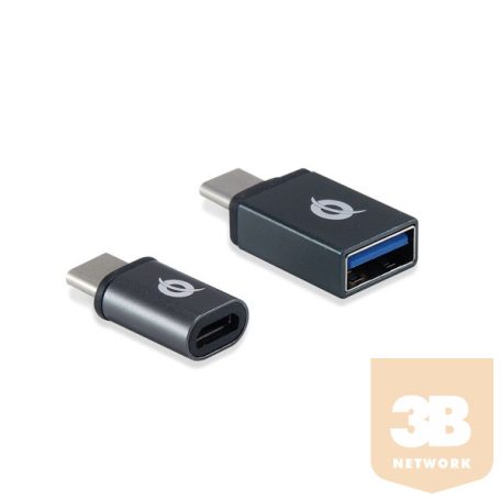 Conceptronic átalakító - DONN04G 2-Pack (USB-C to USB-A + USB-C to MicroUSB, fekete)