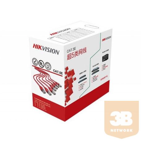 Hikvision Kábel - DS-1LN5E-S (UTP fali kábel, Cat5e, PVC, oxigénmentes réz, szürke, 305m)