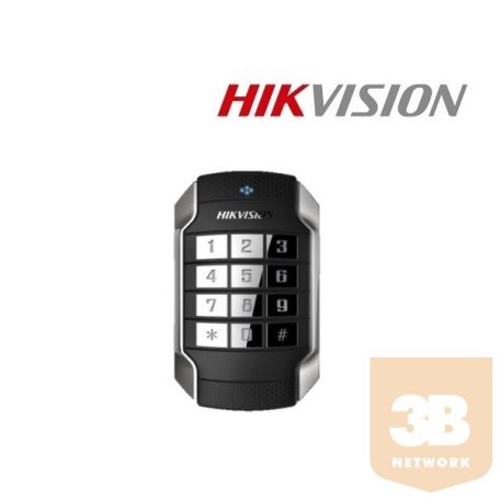 Hikvision DS-K1104MK RFID kártyaolvasó+kódzár, Mifare (13,56MHz), RS-485/WG26/WG34, IP65, IK10, 12VDC