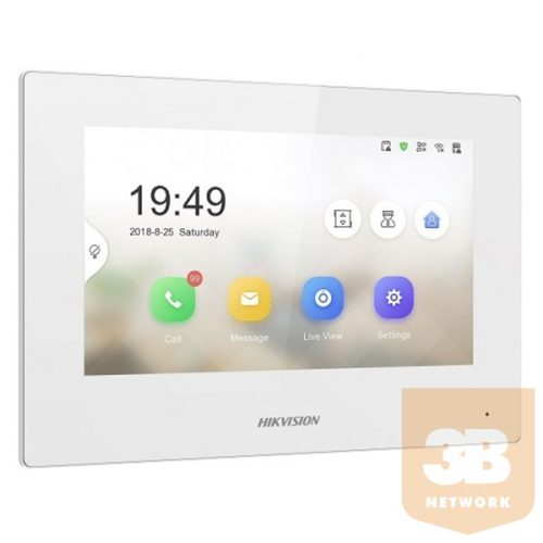 Hikvision IP kaputelefon - DS-KH6320-WTE1-W (beltéri egység, 7" touch screen, wifi, PoE)