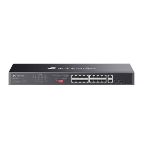 TP-LINK Switch 16x1000Mbps (POE+) + 2xGigabit SFP Fémházas Rackes, DS1018GMP