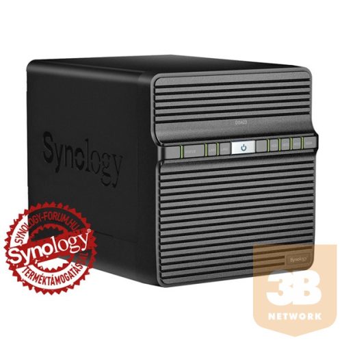 SYNOLOGY NAS 4 Fiókos Realtek RTD1619B 4x1,7GHz, 2GB DDR4, 2x1GbE, 2xUSB3.2 Gen1 - DS423