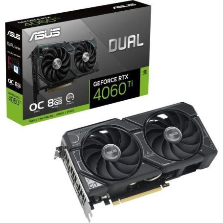 Asus Videokártya - nVidia DUAL-RTX4060-O8G-V2 (8192MB, GDDR6, 2535/17000 Mhz, 128bit, 1xHDMI2.1, 3xDP1.4)